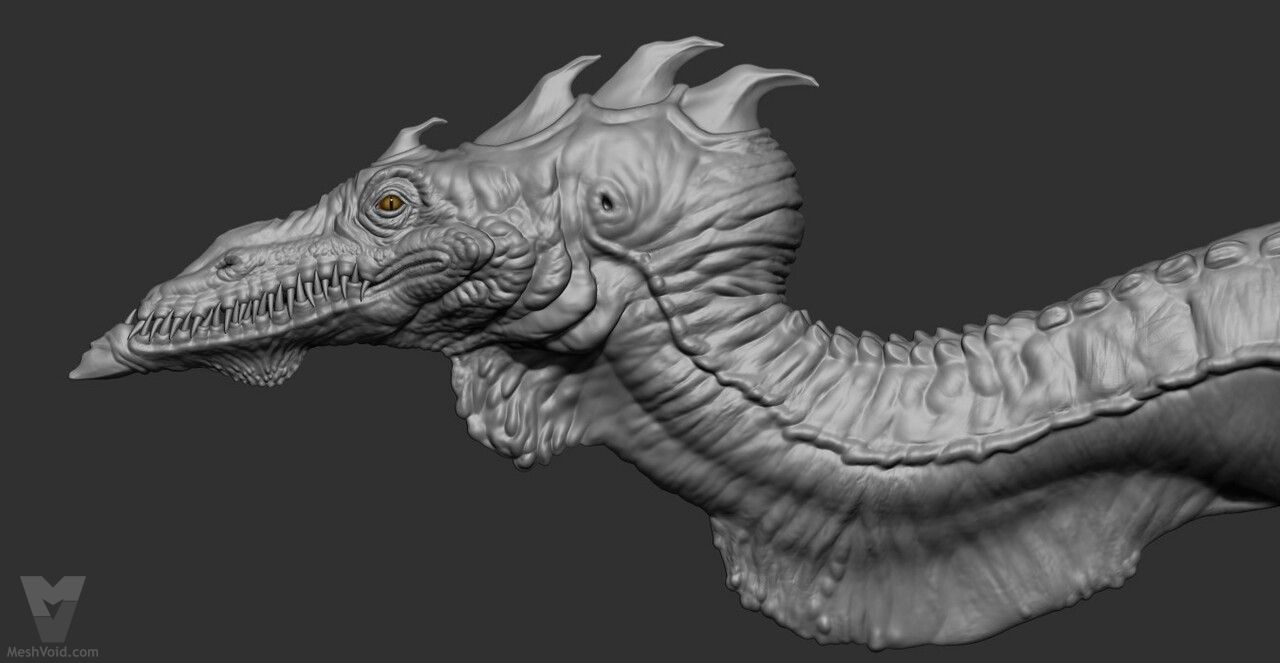 Wyvern creature digital sculpt preview - front angle