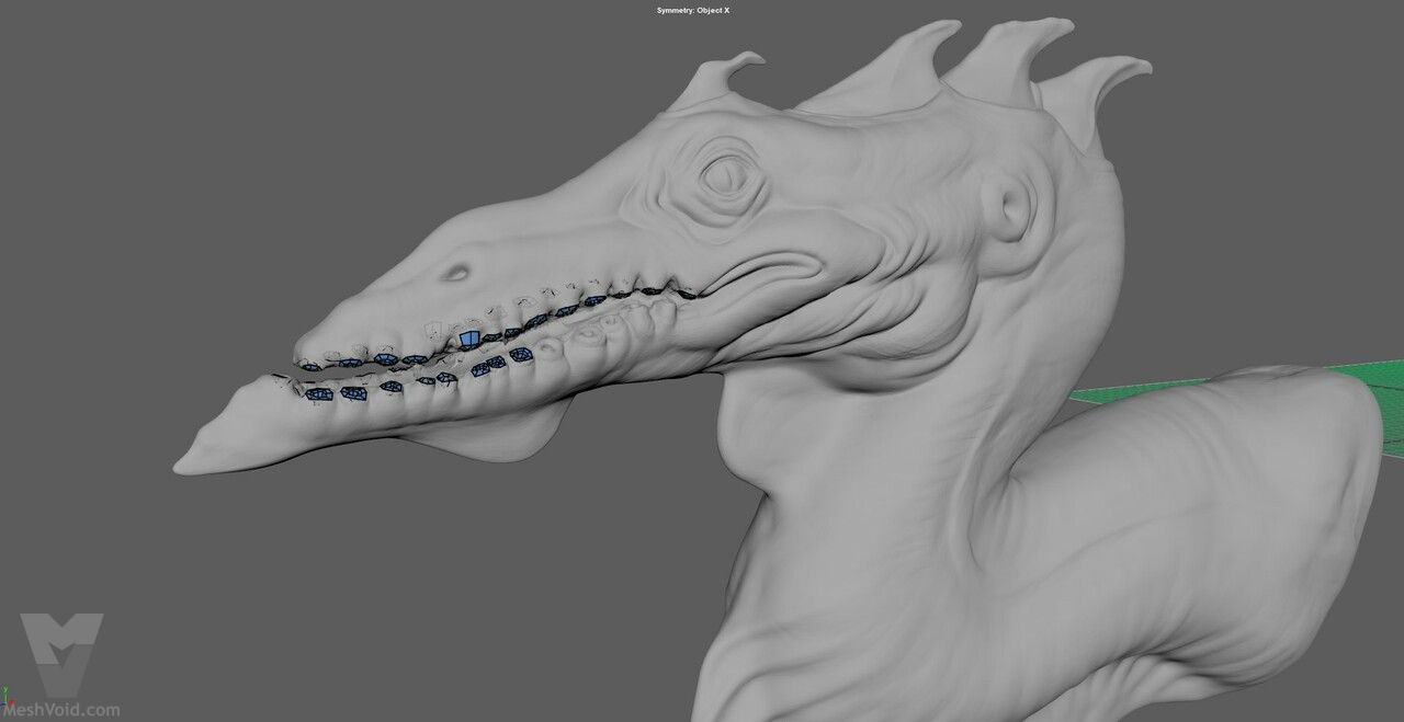 Wyvern creature digital sculpt preview - perspective angle