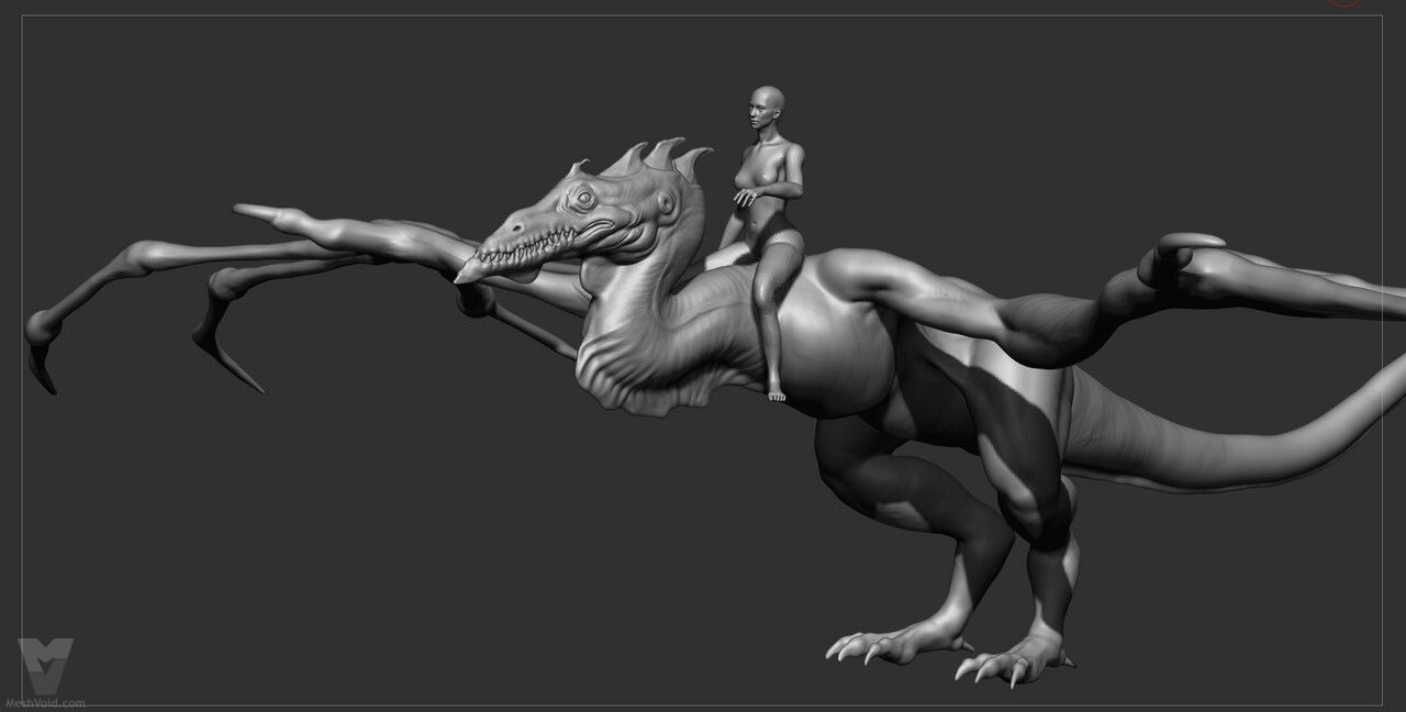Wyvern creature digital sculpt preview - back angle