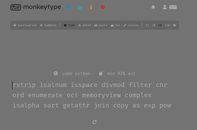 Monkeytype screenshot