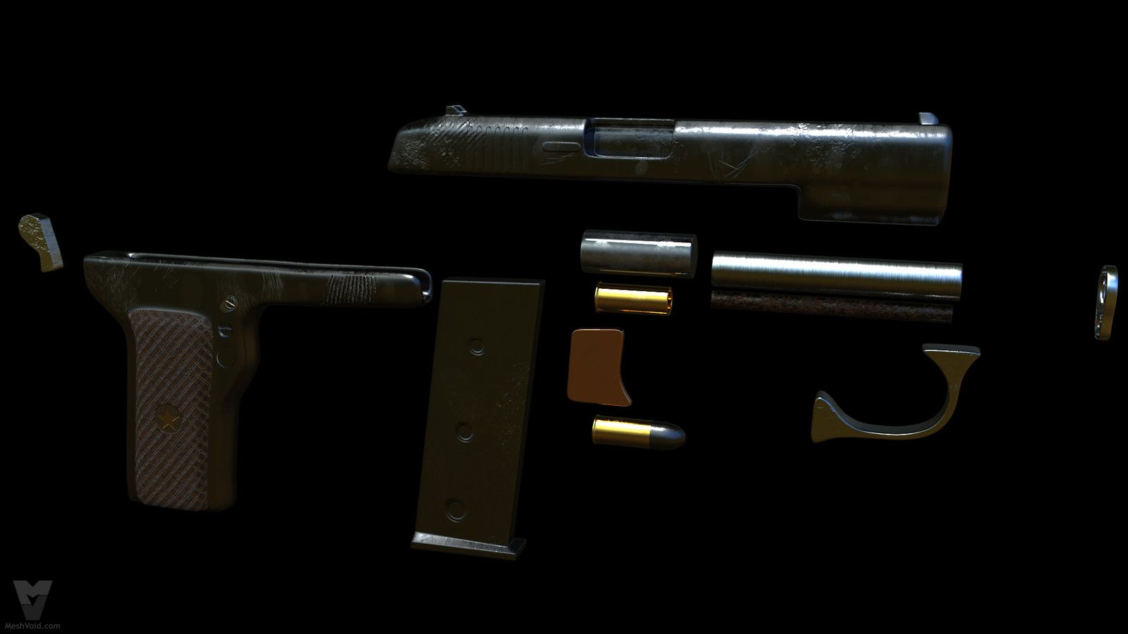 Mad Maude animation project - handgun asset modeling and texturing
