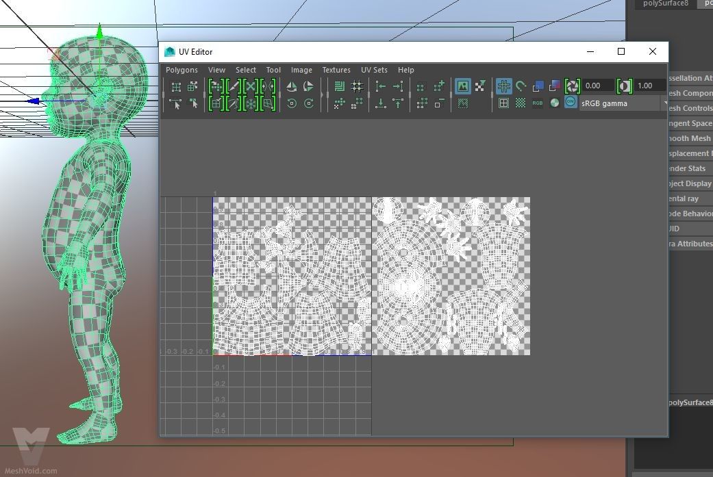 Mad Maude animation project - baby character UV-mapping process