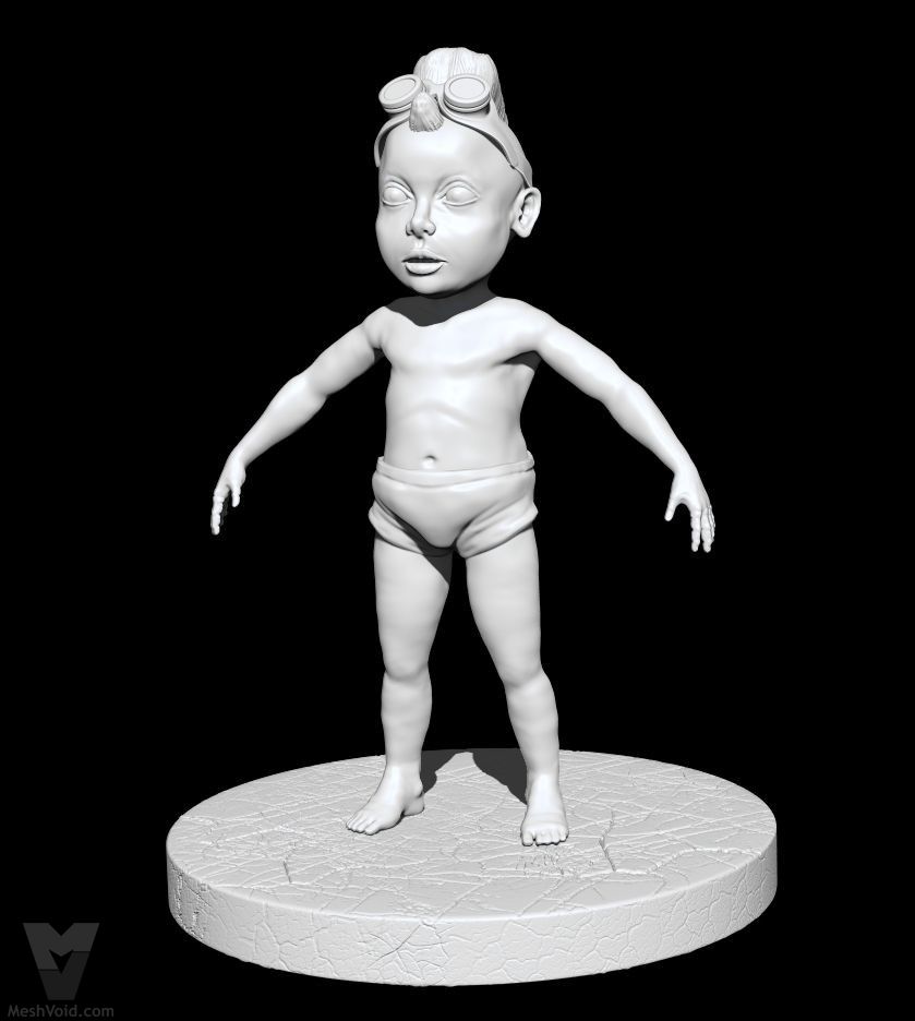 Mad Maude animation project - baby character digital sculpting process final preview