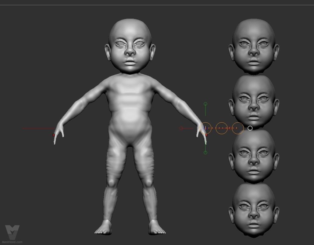Mad Maude animation project - baby character digital sculpting process part 2