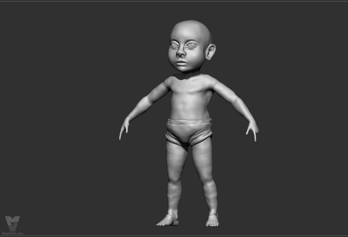 Mad Maude animation project - baby character digital sculpting process part 3