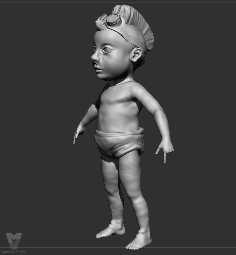 Mad Maude animation project - baby character digital sculpting process part 4