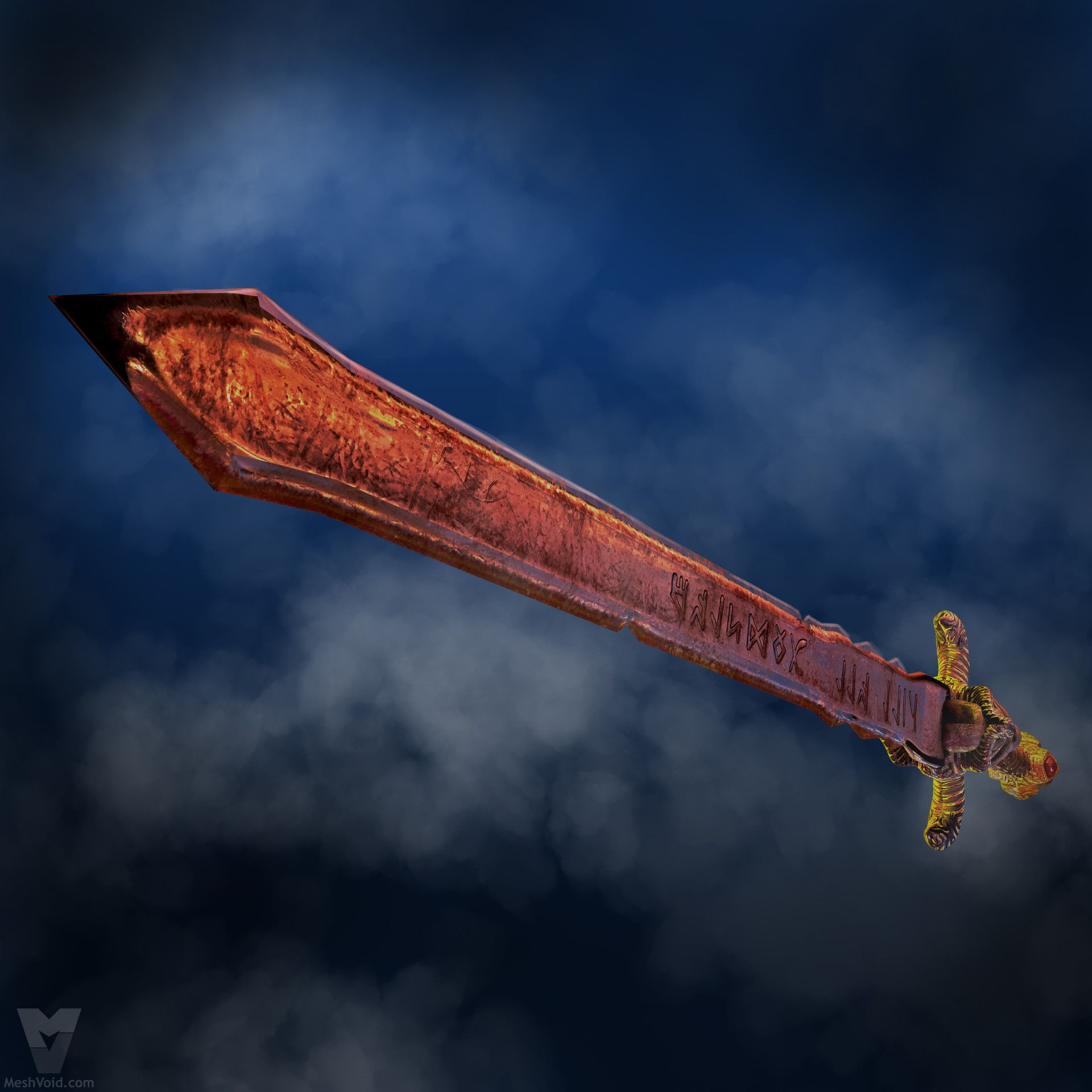 Sword with a skull guard- render image 2