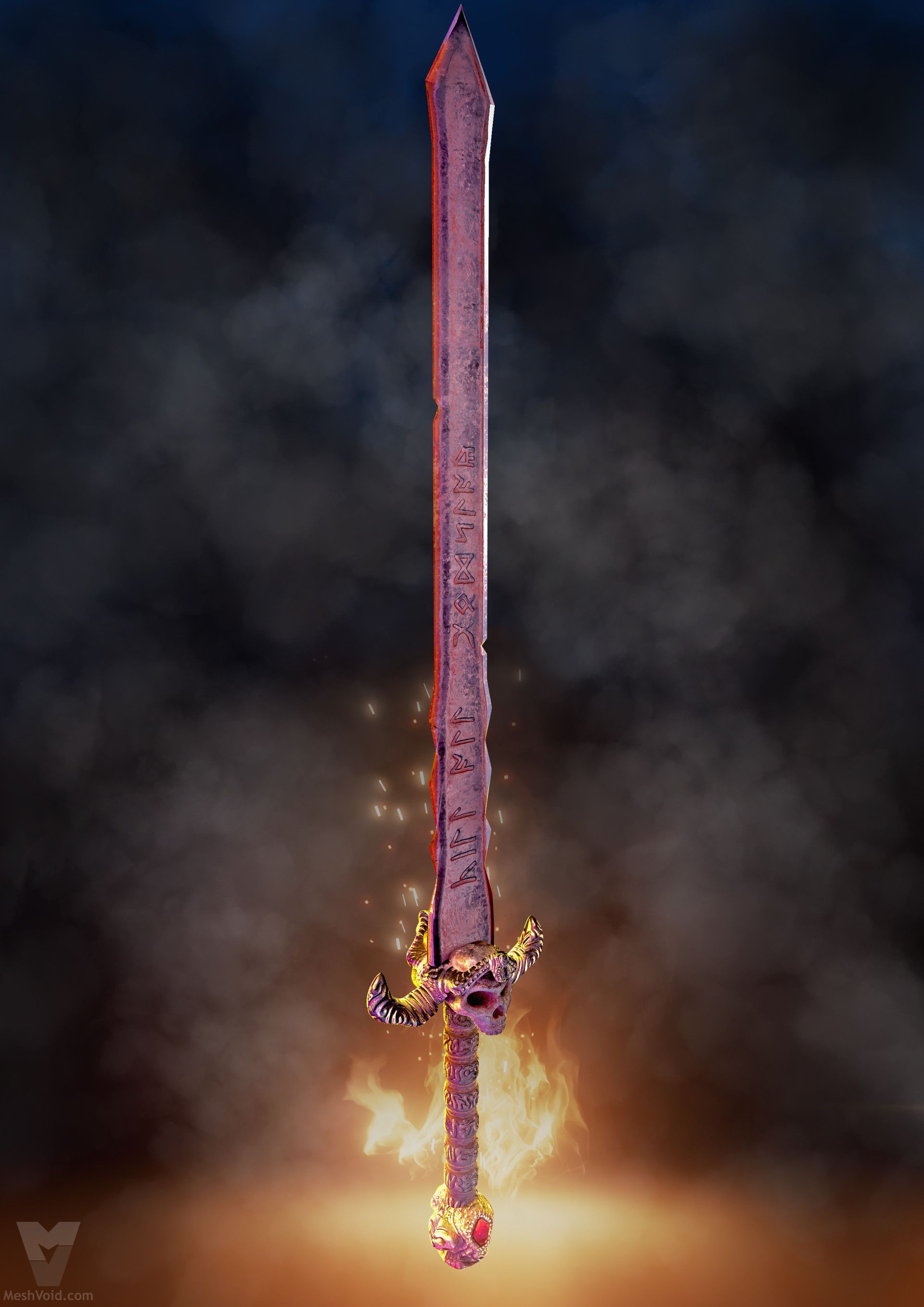 Sword with a skull guard- render image 2