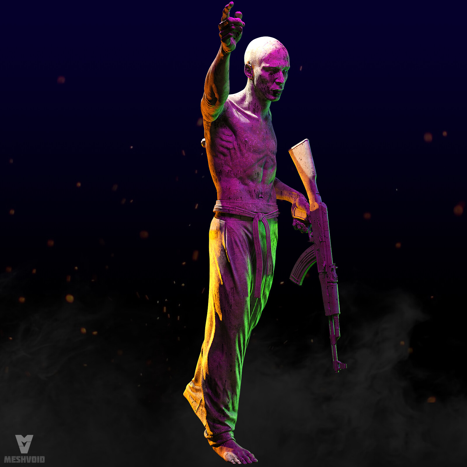 Husky rapper likeness digital sculpture look development shot 3