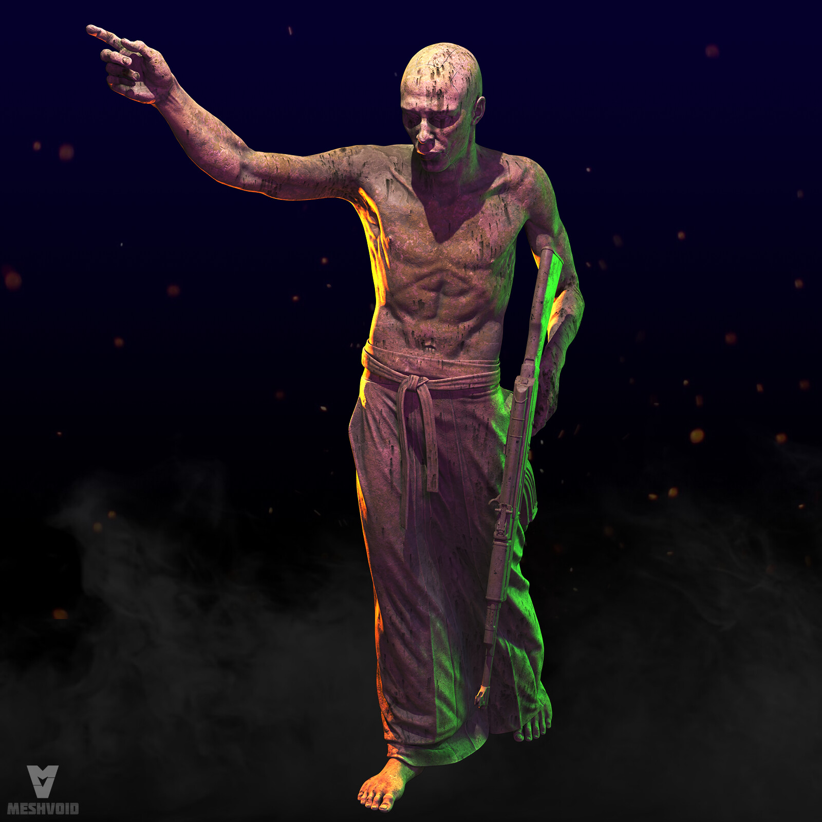 Husky rapper likeness digital sculpture look development shot 4