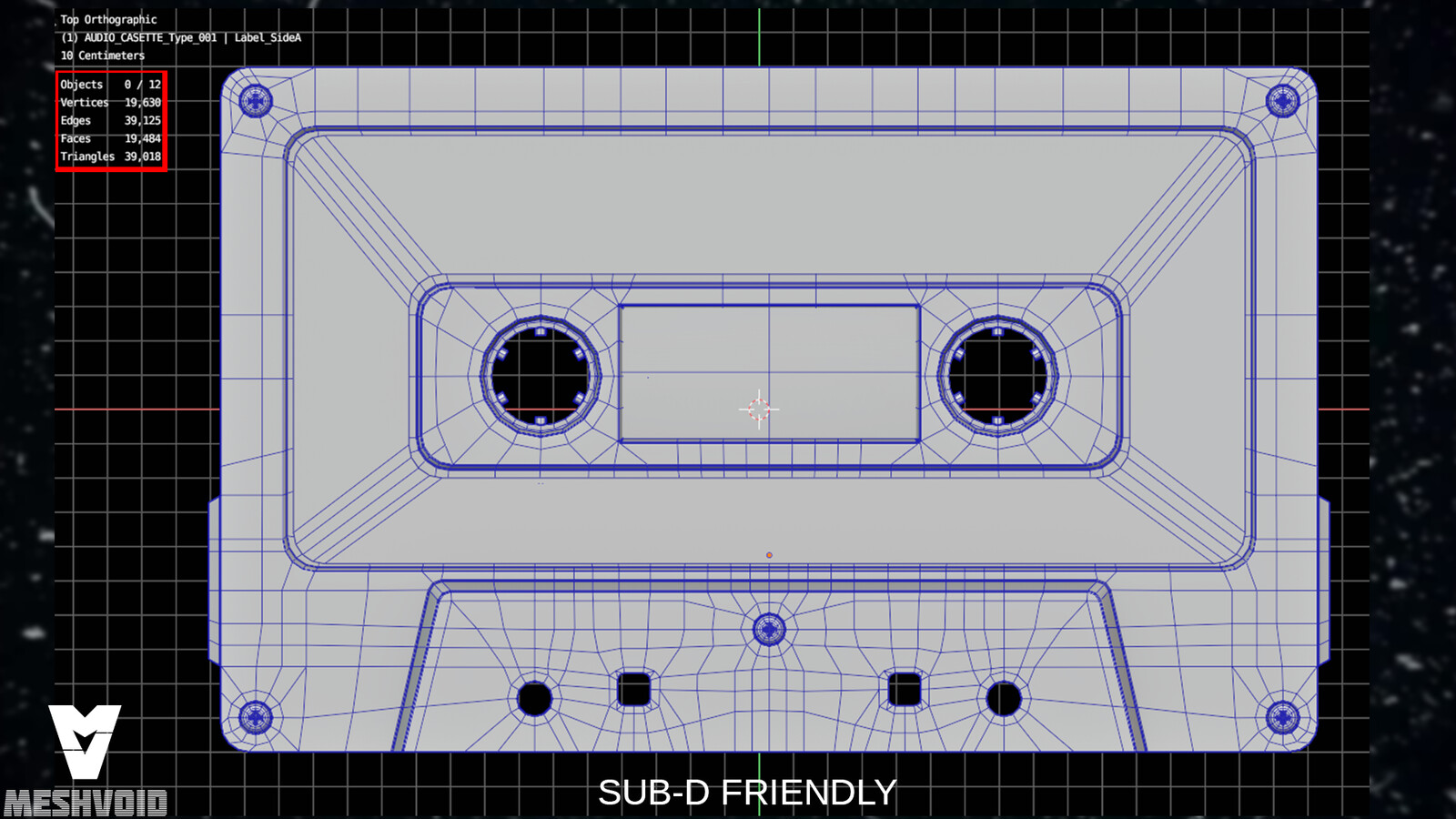 Blender viewport screenshot showing the audiotape model 1