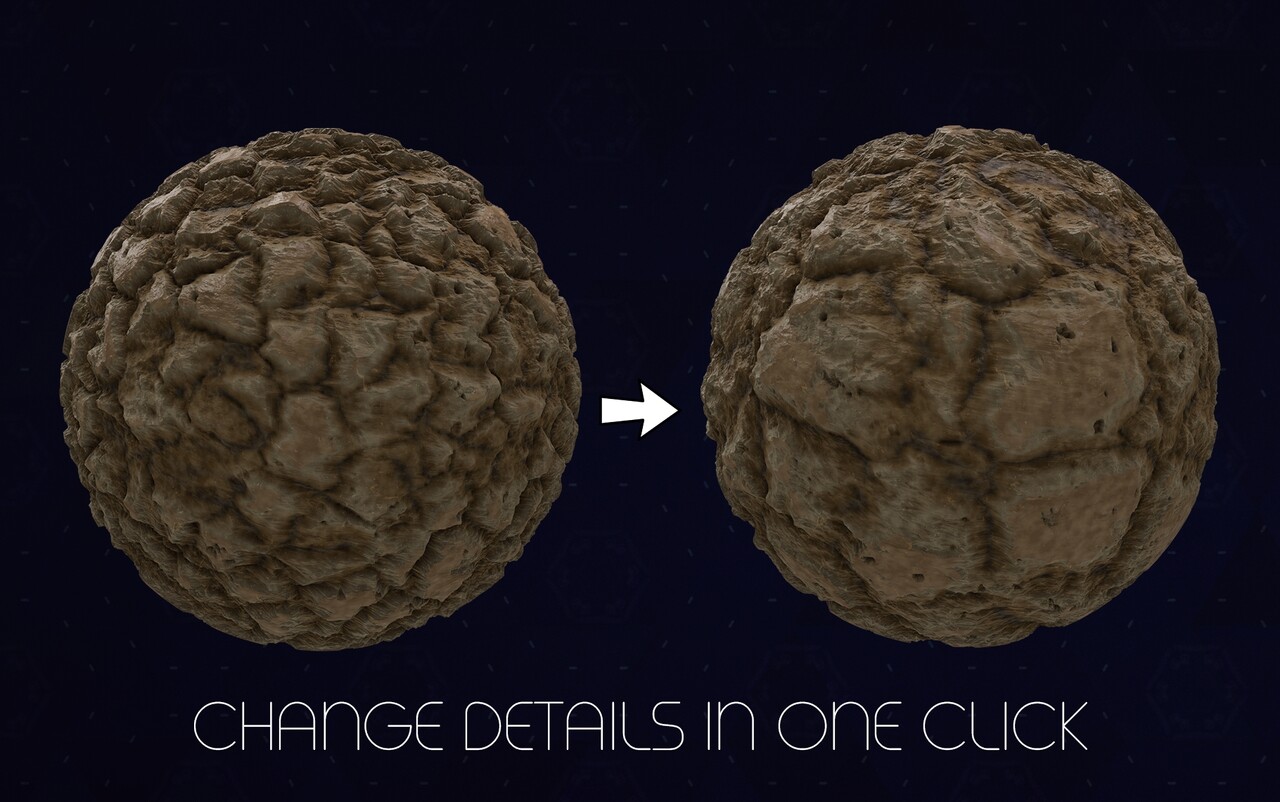 Demonstration of procedural earth and soil materials from the pack