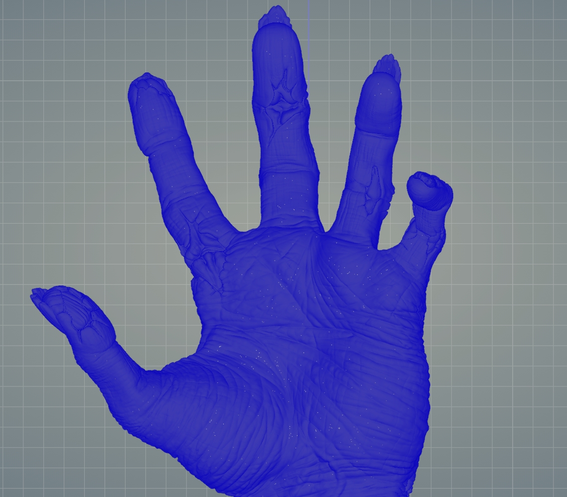 Wireframe view of the Zombie hand 3D model - Angle 2