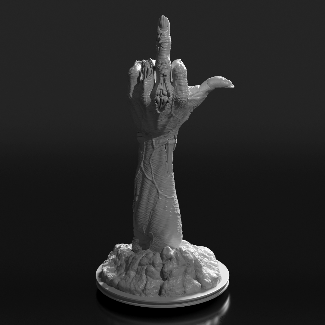 Render of the Zombie hand middle finger 3D printable model - Angle 3